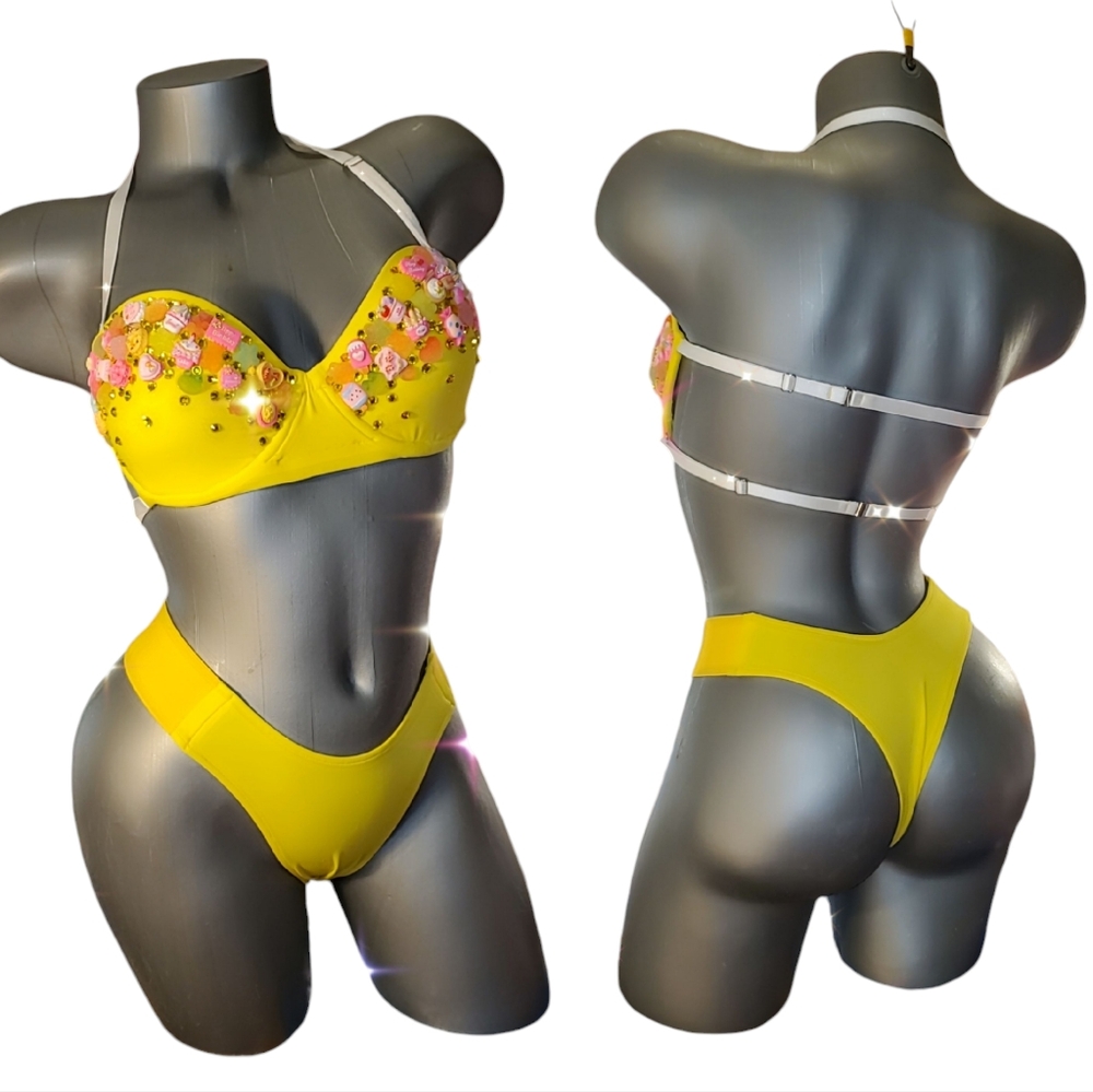 Luxury one of a kind Stripper Dance outfit set, sunshine KAWAII CANDY, large/xl
